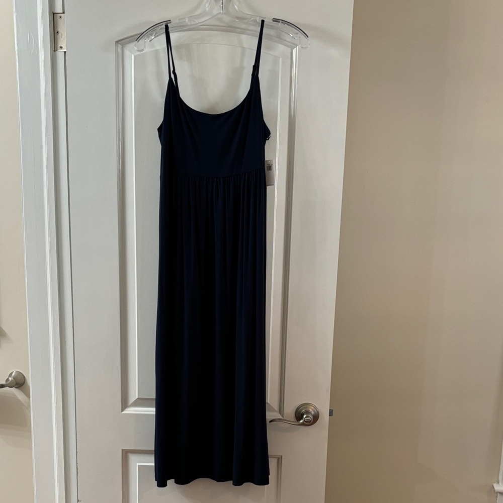 basic navy midi dress